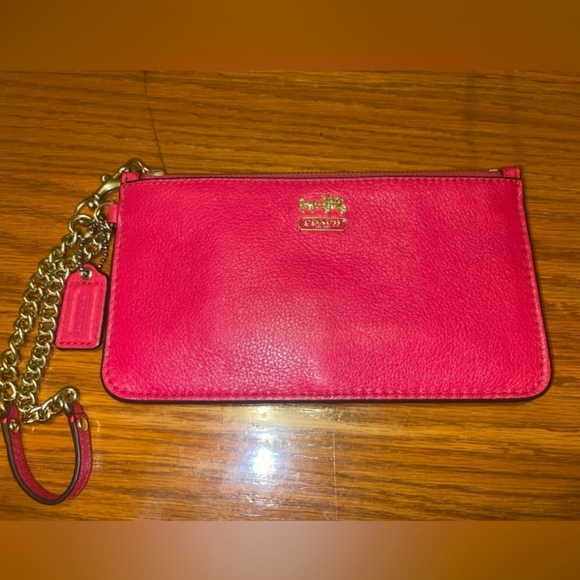 Coach Handbags - Coach Hot Pink Leather Wristlet NWOT